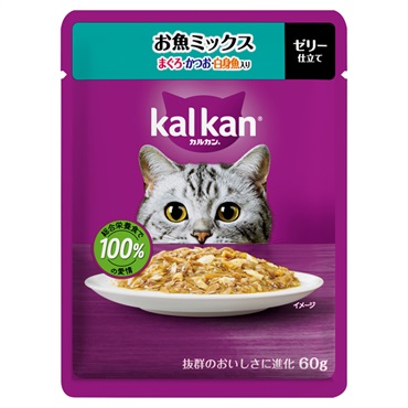 カルカン パウチ 60g kal kan マースジャパンリミテッド(お魚ミックス/まぐろ・かつお・白身魚入り)