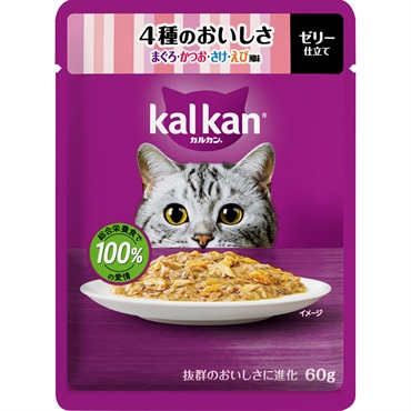 カルカン パウチ 60g kal kan マースジャパンリミテッド(４種のおいしさまぐろ・かつお・さけ・えび風味)