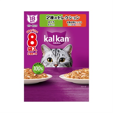 カルカン パウチ60g×8袋 kal kan マースジャパンリミテッド(18歳から2種のセレクションまぐろたい入りお魚・お肉ミックス)