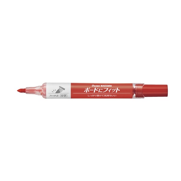 ホワイトボードマーカー ノックル ボードにフィット 中字 直液式 パック入り(XEMWL5BF‐B/赤)