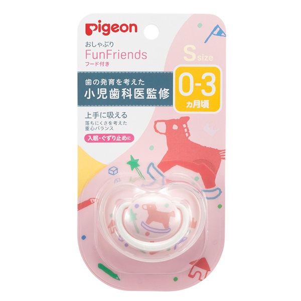ピジョン おしゃぶり FunFriends ファンフレンズ Sサイズ もくば柄 0～3ヵ月頃まで ベビー(4902508134279)