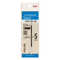 三菱鉛筆 ジェットストリーム多色・多機能用替芯 0.38 黒 紙パッケージ 5本入 SXR8038K5P.24(ブラック)