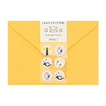 封筒 しあわせ 青い鳥柄