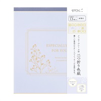 ミドリ カラー色紙 シール・封筒付 S(かすみ草柄)