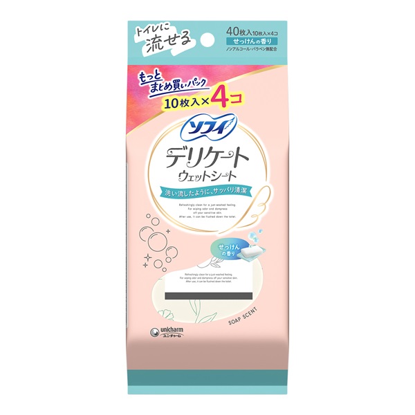 ソフィ デリケート ウェットシート せっけんの香り 10枚×4個 Sofy ユニ