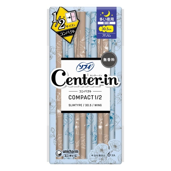 センターインコンパクト1/2(無香料 多い夜用 6コ入)