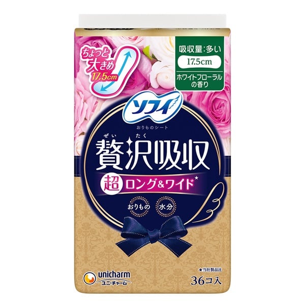 ソフィ Kiyora 贅沢吸収 ホワイトフローラル 多い用 ロング＆ワイド 36枚 Sofy ユニ・チャーム(36枚)
