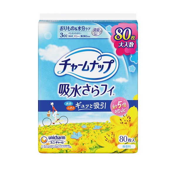 チャームナップ 吸水さらフィ パンティライナー(安心用 3cc 17.5cm 無香料 80枚入)