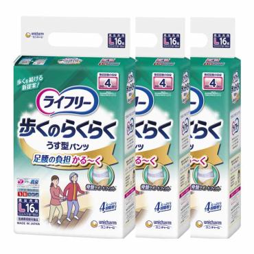 ライフリー 歩くのらくらく うす型パンツ 4回 L 16枚×3個 ライフリー