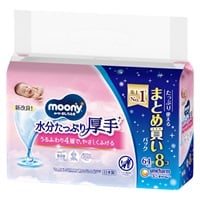 ムーニー おしりふき 水分たっぷり厚手 詰替 64枚入×8個 | イオン