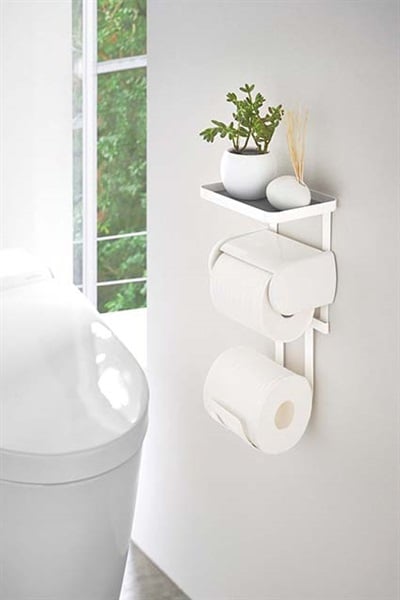 yukine様 完成品 トイレットペーパー入れ 山崎実業 トイレットペーパーホルダー上ラック 2段 プレート
