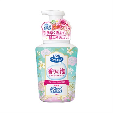 ペットキレイ 香りの泡リンスインシャンプー 犬猫用 フローラルブーケの香り 500ml ライオンペット