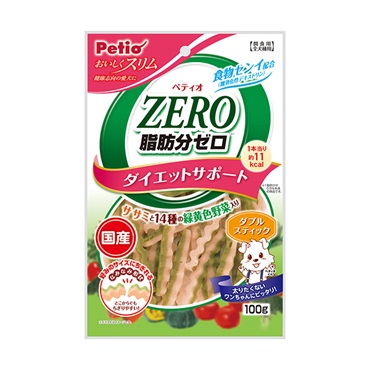 おいしくスリム 脂肪分ゼロ ダブルスティック ササミと14種の緑黄色野菜入 100g ペティオ Petio