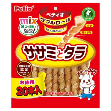 ダブルロール ササミとタラ 20本 ペティオ Petio
