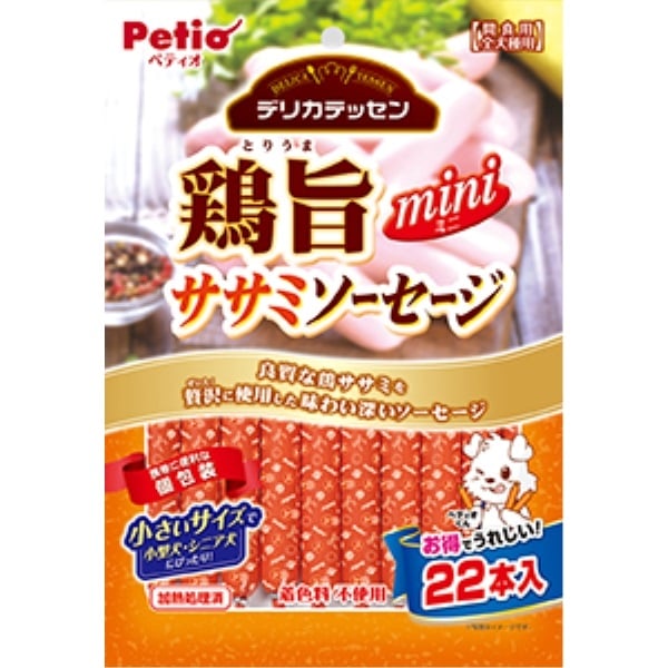 デリカテッセン 鶏旨 ミニ ササミソーセージ 22本 ペティオ Petio