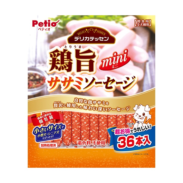デリカテッセン 鶏旨 ミニ ササミソーセージ 22本 ペティオ Petio デリカテッセン 鶏旨 ミニ ササミソーセージ 22本 ペティオ Petio