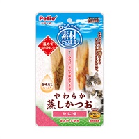 素材そのまま ねこちゃんの やわらか蒸しかつお かに味 2本 ペティオ Petio(2本)