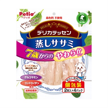 デリカテッセン 蒸しササミ 7歳からのやわらか健康ケア 2本入×4パック ペティオ Petio