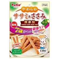 やわらかササミ&ささみ 無添加 ロングスティック 7歳 野菜入り 150g ペティオ Petio(150g)