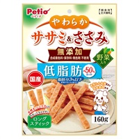 やわらかササミ&ささみ 無添加 ロングスティック 低脂肪 野菜入り 160g ペティオ Petio(160g)