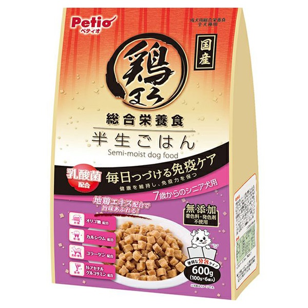 鶏まろ 総合栄養食 半生ごはん 600g ペティオ Petio(7歳からのシニア犬用)