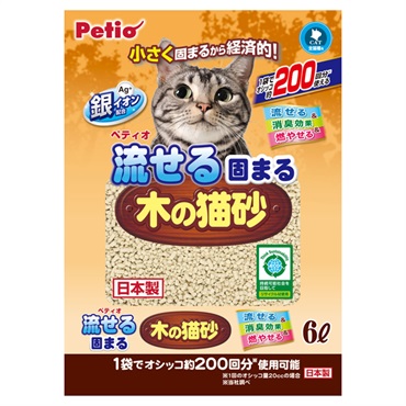 流せる固まる木の猫砂 6L ペティオ Petio