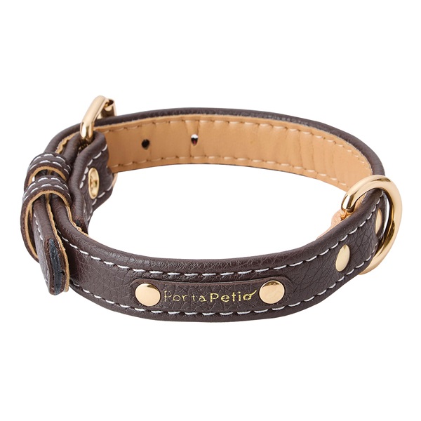 Porta ポルタ 犬用首輪 クラシックソフトレザーカラー 24mm ブラウン