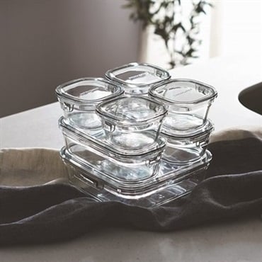 iwaki　耐熱ガラス　保存容器７個セット　パック＆レンジ　各色