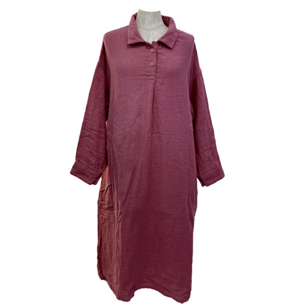 内野 ふわタッチガーゼ シャツカラーワンピース | イオンスタイル