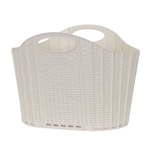 折りたためるランドリーバスケット ラタン アイボリー | イオン