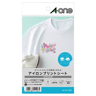 アイロンシート　大 エーワンTM アイロンプリントシート 白 薄色生地用 インクジェット 1