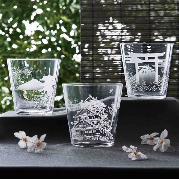東洋佐々木ガラス ロックグラス 城とさくら柄 | イオンスタイル