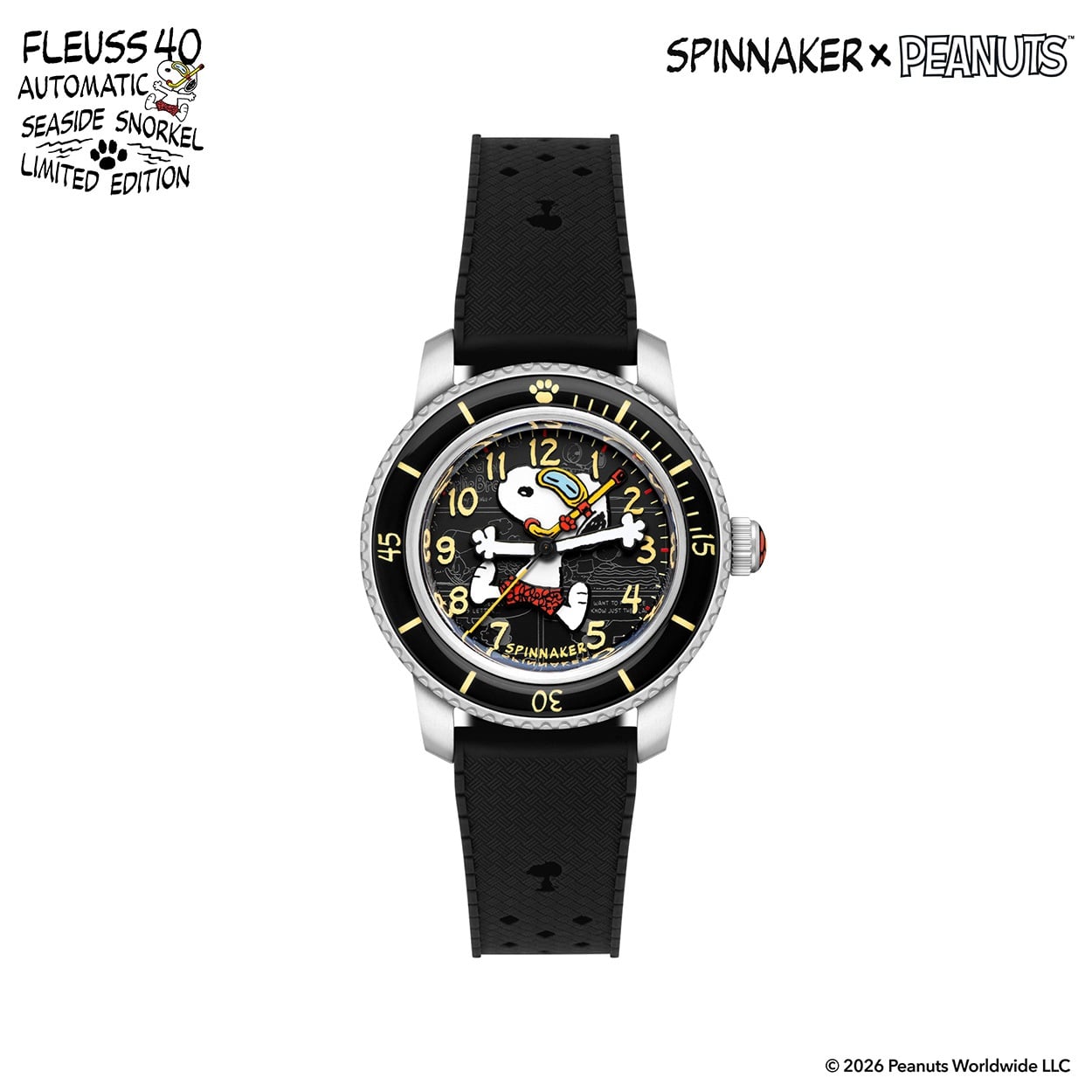 SPINNAKER(スピニカー) Fleuss 40 Automatic Peanuts Snoopy Snorkeling Limited Edition SP-5186-01<08 予約会>(文字盤:ブラック-フリー)