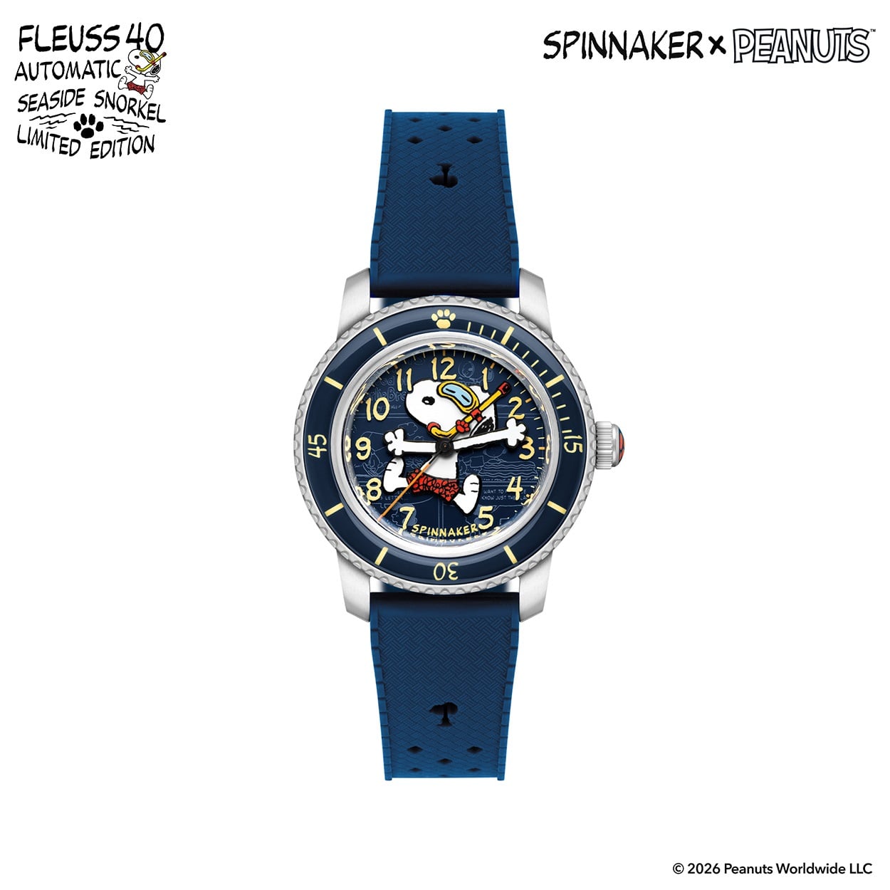 SPINNAKER(スピニカー) Fleuss 40 Automatic Peanuts Snoopy Snorkeling Limited Edition SP-5186-02<08 予約会>(文字盤:ネイビー-フリー)