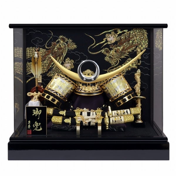 寿慶 兜ケース飾り｢双竜(そうりゅう)｣ 五月人形 かぶと コンパクト