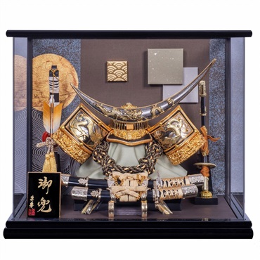 展示品限り】五月人形兜鍬形ケース飾り※閉店セールK40