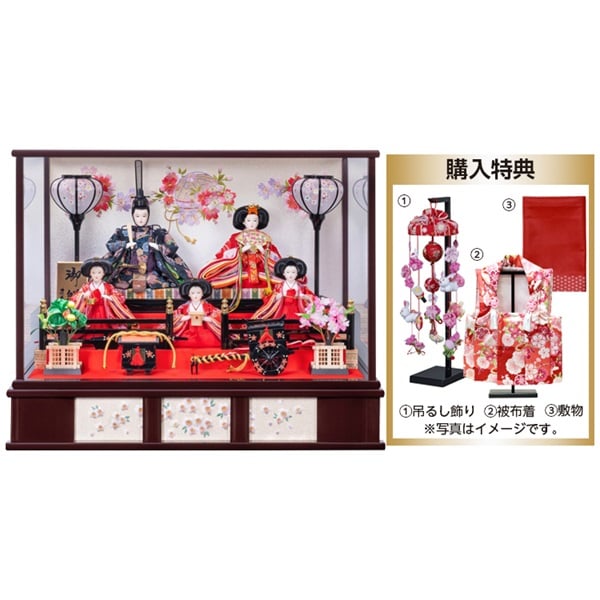 寿慶 五人ケース飾り｢まり桜｣ 購入特典付き 4944358169674 ひな人形
