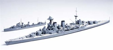 タミヤ 1/700 イギリス海軍 巡洋戦艦フッド・E級駆逐艦 北大西洋