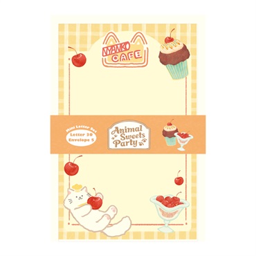 Animal Sweets Party ミニレターセット(ニャンコカフェ)