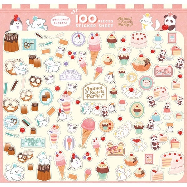 100ピースシール(Animal Sweets Party)