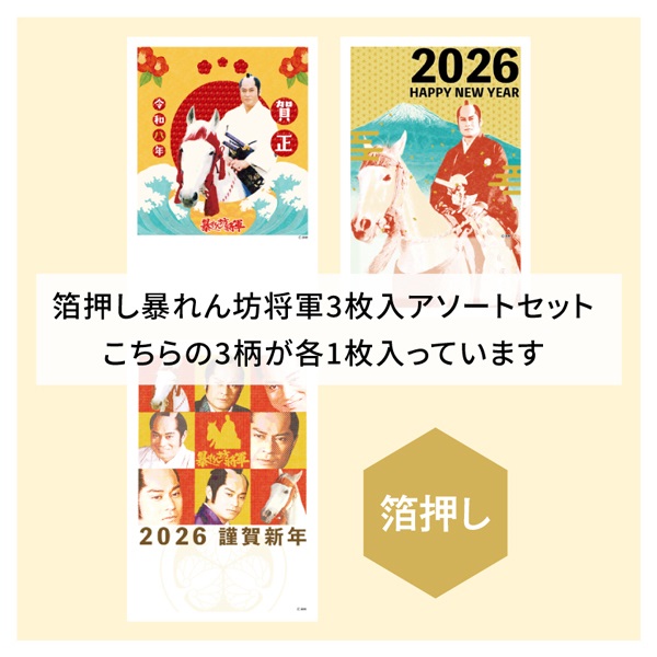 年賀はがき 箔押し暴れん坊将軍 ゴージャス 箔押し加工 お年玉付き年賀