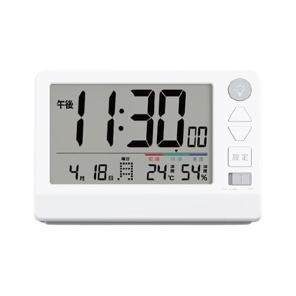 大型デジタル液晶電波時計(ホワイト)