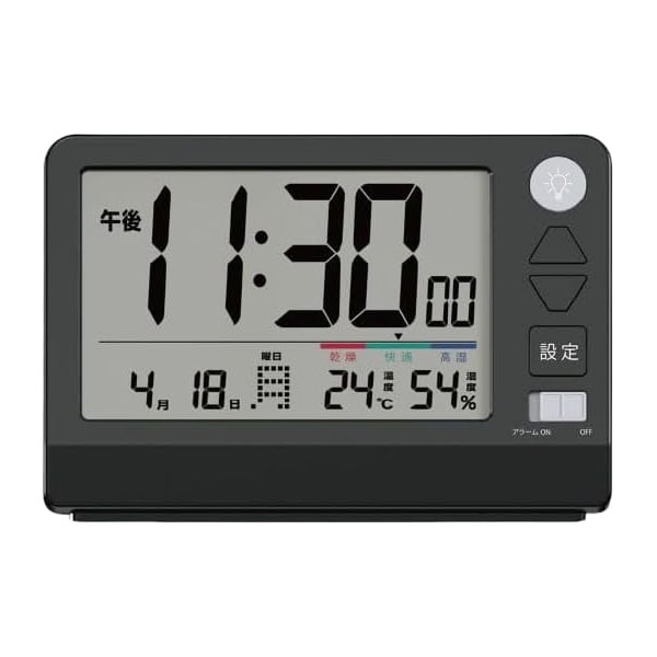 大型デジタル液晶電波時計(ブラック)