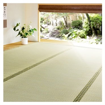 【新品未使用】洗える い草調ラグマット日本製(約286.5×286cm)ブラウン 洗える い草ラグ マット 日本製/和モダンデザインのい草調ラグ