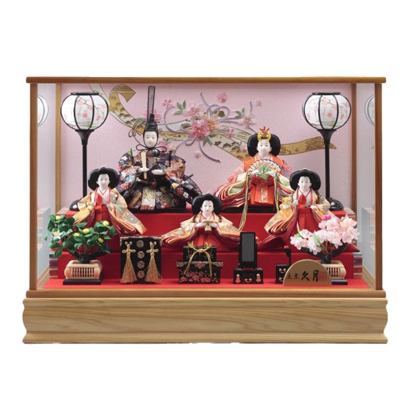 【展示品限り】雛人形　ケース飾り　※閉店セール　K13 久月 五人ケース飾り「金彩吉祥」 4960282394357 ひな人形 雛人形