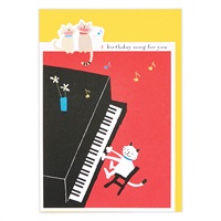 誕生お祝い 立体カード  ピアノネコ2(EARー836ー801)