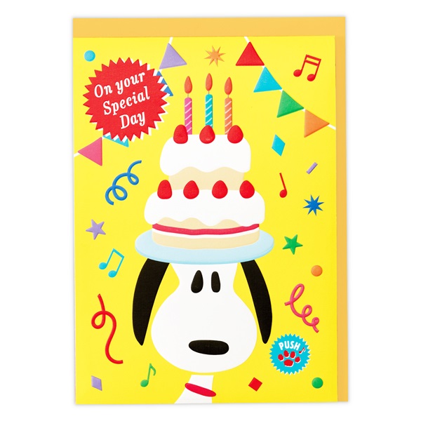 誕生お祝い オルゴールカード スヌーピーびっくりミュージック(843953)
