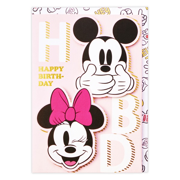 誕生お祝い 立体カード ディズニー ミッキーマウス＆ミニーマウス HBD