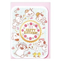 誕生お祝い 立体カード スヌーピー ケーキを囲んで(843991)