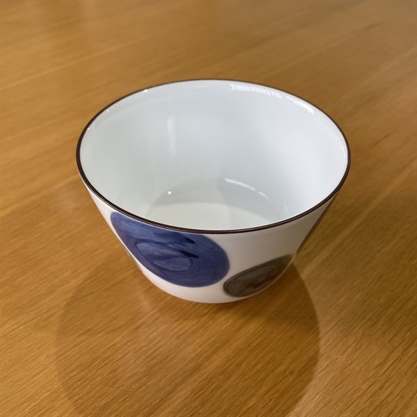 波佐見焼　二色丸紋　イージー丼(青)